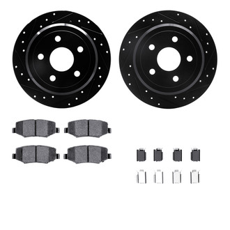 R1 Concepts® - Drilled and Slotted Rear Brake Kit with Semi-Metalic Pads