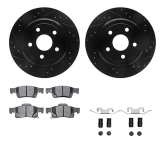 R1 Concepts® - Drilled and Slotted Rear Brake Kit with Semi-Metalic Pads
