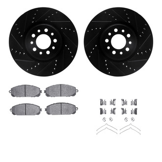 R1 Concepts® - Drilled and Slotted Front Brake Kit with Semi-Metalic Pads