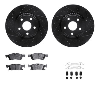 R1 Concepts® - Drilled and Slotted Front Brake Kit with Semi-Metalic Pads