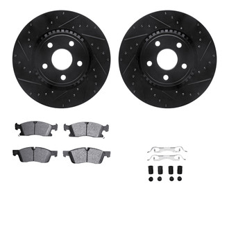 R1 Concepts® - Drilled and Slotted Front Brake Kit with Semi-Metalic Pads