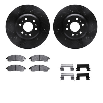 R1 Concepts® - Drilled and Slotted Front Brake Kit with Semi-Metalic Pads