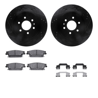 R1 Concepts® - Drilled and Slotted Rear Brake Kit with Semi-Metalic Pads