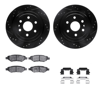 R1 Concepts® - Drilled and Slotted Rear Brake Kit with Semi-Metalic Pads
