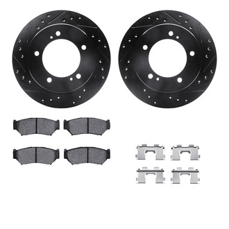 R1 Concepts® - Drilled and Slotted Front Brake Kit with Semi-Metalic Pads