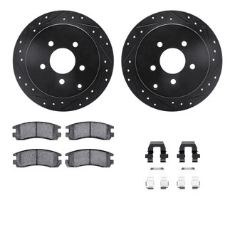 R1 Concepts® - Drilled and Slotted Rear Brake Kit with Semi-Metalic Pads