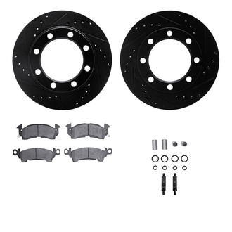 R1 Concepts® - Drilled and Slotted Front Brake Kit with Semi-Metalic Pads