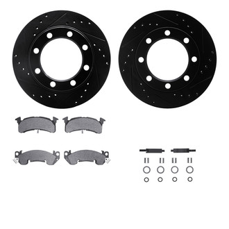 R1 Concepts® - Drilled and Slotted Front Brake Kit with Semi-Metalic Pads