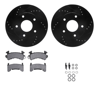 R1 Concepts® - Drilled and Slotted Front Brake Kit with Semi-Metalic Pads