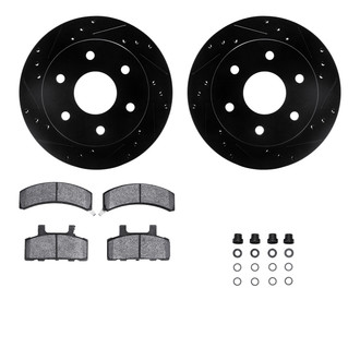 R1 Concepts® - Drilled and Slotted Front Brake Kit with Semi-Metalic Pads