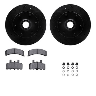 R1 Concepts® - Drilled and Slotted Front Brake Kit with Semi-Metalic Pads
