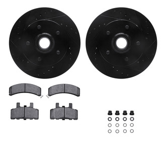 R1 Concepts® - Drilled and Slotted Front Brake Kit with Semi-Metalic Pads