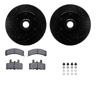 R1 Concepts® - Drilled and Slotted Front Brake Kit with Semi-Metalic Pads