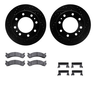 R1 Concepts® - Drilled and Slotted Front Brake Kit with Semi-Metalic Pads