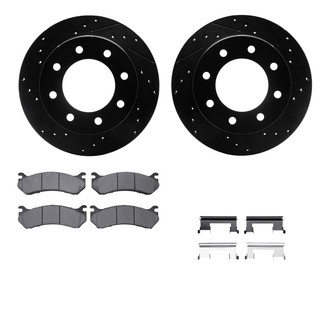 R1 Concepts® - Drilled and Slotted Rear Brake Kit with Semi-Metalic Pads