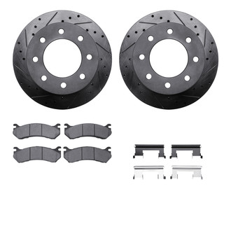 R1 Concepts® - Drilled and Slotted Rear Brake Kit with Semi-Metalic Pads