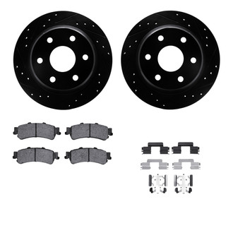 R1 Concepts® - Drilled and Slotted Rear Brake Kit with Semi-Metalic Pads