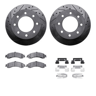 R1 Concepts® - Drilled and Slotted Rear Brake Kit with Semi-Metalic Pads