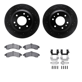 R1 Concepts® - Drilled and Slotted Front Brake Kit with Semi-Metalic Pads