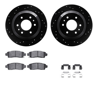 R1 Concepts® - Drilled and Slotted Rear Brake Kit with Semi-Metalic Pads