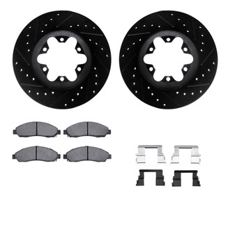 R1 Concepts® - Drilled and Slotted Front Brake Kit with Semi-Metalic Pads