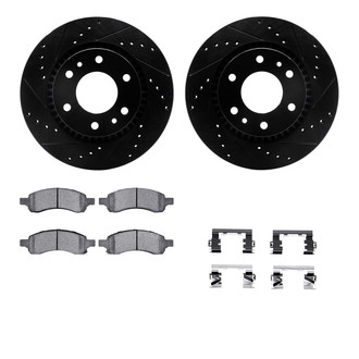 R1 Concepts® - Drilled and Slotted Front Brake Kit with Semi-Metalic Pads