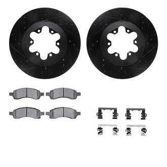 R1 Concepts® - Drilled and Slotted Front Brake Kit with Semi-Metalic Pads