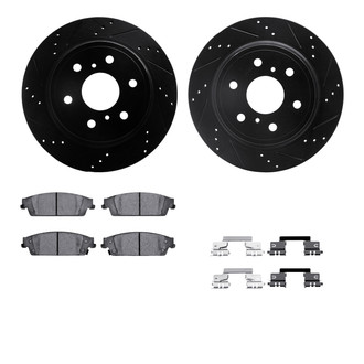 R1 Concepts® - Drilled and Slotted Rear Brake Kit with Semi-Metalic Pads