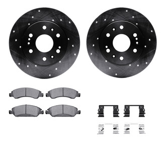 R1 Concepts® - Drilled and Slotted Front Brake Kit with Semi-Metalic Pads