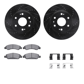 R1 Concepts® - Drilled and Slotted Front Brake Kit with Semi-Metalic Pads