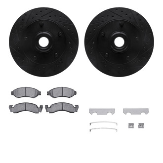 R1 Concepts® - Drilled and Slotted Front Brake Kit with Semi-Metalic Pads