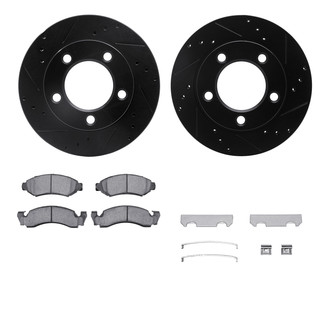 R1 Concepts® - Drilled and Slotted Front Brake Kit with Semi-Metalic Pads