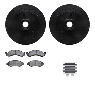 R1 Concepts® - Drilled and Slotted Front Brake Kit with Semi-Metalic Pads