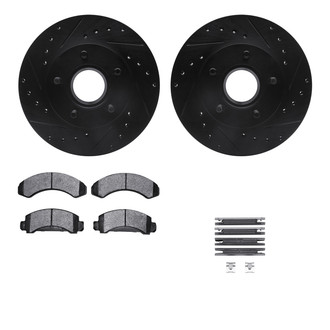 R1 Concepts® - Drilled and Slotted Front Brake Kit with Semi-Metalic Pads