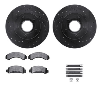 R1 Concepts® - Drilled and Slotted Front Brake Kit with Semi-Metalic Pads