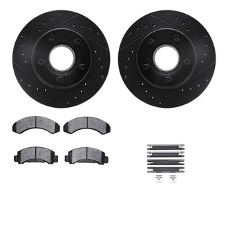 R1 Concepts® - Drilled and Slotted Front Brake Kit with Semi-Metalic Pads