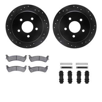 R1 Concepts® - Drilled and Slotted Rear Brake Kit with Semi-Metalic Pads