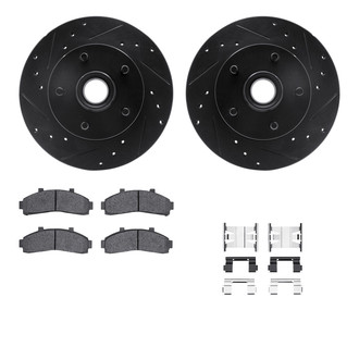 R1 Concepts® - Drilled and Slotted Front Brake Kit with Semi-Metalic Pads