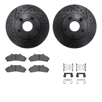 R1 Concepts® - Drilled and Slotted Front Brake Kit with Semi-Metalic Pads