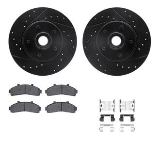 R1 Concepts® - Drilled and Slotted Front Brake Kit with Semi-Metalic Pads