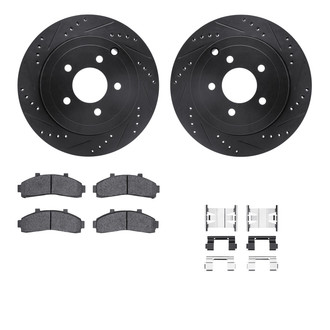 R1 Concepts® - Drilled and Slotted Front Brake Kit with Semi-Metalic Pads