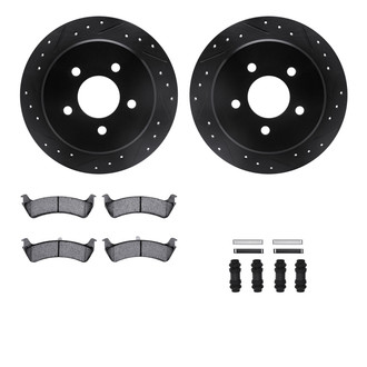 R1 Concepts® - Drilled and Slotted Rear Brake Kit with Semi-Metalic Pads