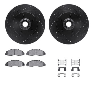 R1 Concepts® - Drilled and Slotted Front Brake Kit with Semi-Metalic Pads
