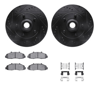 R1 Concepts® - Drilled and Slotted Front Brake Kit with Semi-Metalic Pads