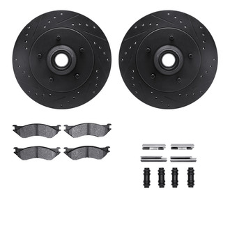 R1 Concepts® - Drilled and Slotted Front Brake Kit with Semi-Metalic Pads