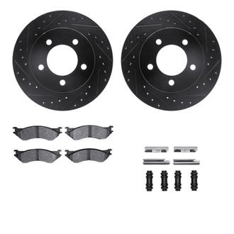 R1 Concepts® - Drilled and Slotted Front Brake Kit with Semi-Metalic Pads