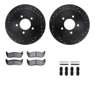 R1 Concepts® - Drilled and Slotted Rear Brake Kit with Semi-Metalic Pads