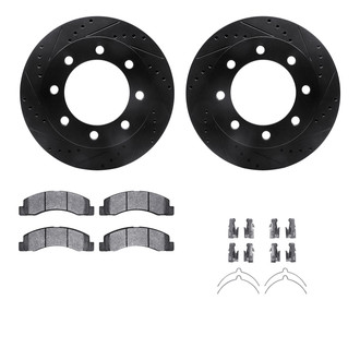 R1 Concepts® - Drilled and Slotted Front Brake Kit with Semi-Metalic Pads