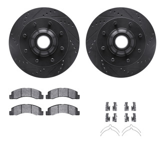 R1 Concepts® - Drilled and Slotted Front Brake Kit with Semi-Metalic Pads