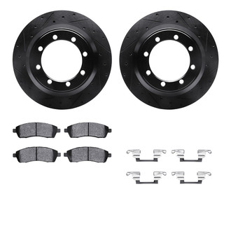 R1 Concepts® - Drilled and Slotted Rear Brake Kit with Semi-Metalic Pads